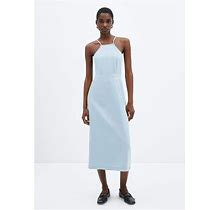 MANGO - Strappy Denim Dress Light Blue - 10 - Women