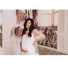 White Baby Shower Dress, White Maternity Dress For Photo Shoot, White Tulle Midi Dress, Pregnancy Photoshoot Dress, Plus Size Maternity