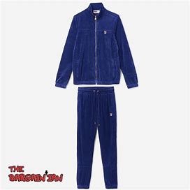 Fila Other | Fila Men's Velour Sweatsuit Tracksuit Blue Velvet Set Sz M L Xl 2Xl 3Xl Nwt | Color: Blue | Size: Various