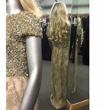 Badgley Mischka Dresses | Badgley Mishka Gold Embellished Lace Gown Size 4 | Color: Gold | Size: 4
