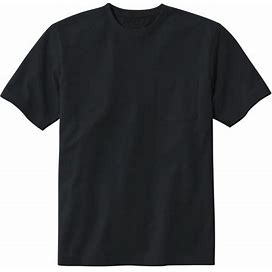 Men's Carefree Non-Shrink Tee With Pocket, Traditional Fit Black Medium, Cotton | L.L.Bean