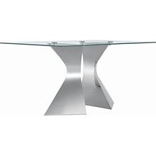 63 Inch Glass Dining Table Modern Dining Room Table For 4-6 With Rectangle Tempered Glass Top And Metal Legs