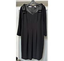 Vintage 80S 90S Liz Claiborne " Little" Black Dress Long Sleeve, Size 14 Petite