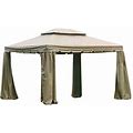 10 X 12 Scalloped Two-Tiered Gazebo Replacement Canopy Top Cover