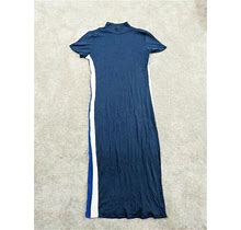 Soprano Womens Sheath Dress Blue Navy White Full Length Long Bodycon