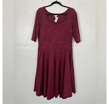 Lularoe Knit Midi Dress Plus Size 3Xl Short Sleeve Womens Fit & Flare