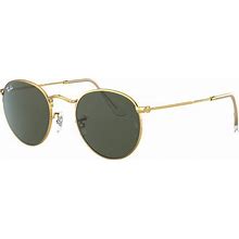 RAY-BAN RB3447 Round Metal Legend Gold Gold - Men Sunglasses, Green Lens