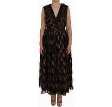 Dolce & Gabbana Women's Black Silk Brown Fringes A-Line Dress - Extra Small