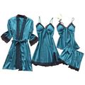 Lingerie Women Lingerie Women Silk Lace Robe Dress Sleepwear Nightdress Pajamas Set Blue