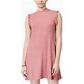 One Clothing Womens Ribbed Shift Dress, Pink, Large