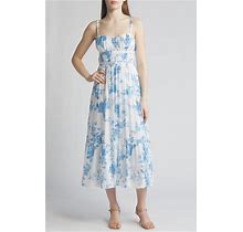 ZOE AND CLAIRE Floral Tiered Midi Dress In Blue At Nordstrom, Size Large