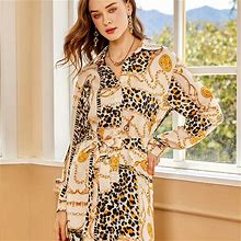 Leopard Print Dress, Women's Casual Button Front Long Sleeve Women's Clothing Dress,Mixed Color,All-New,Temu