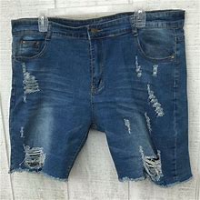 Fashion Nova Shorts | Distressed Stretch Jean Bermuda Shorts | Color: Blue | Size: 16