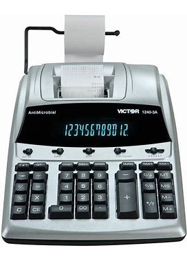Victor 1240-3A 12-Digit Black / Red Two-Color Printing Calculator With Antimicrobial Coating - 4.5 Lines Per Second