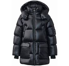 Mackage Kennie Down Hooded Puffer Coat In Black At Nordstrom, Size 2Y