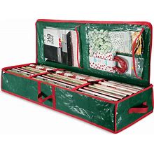 ZOBER Wrapping Paper Organizer Storage - 40 Inch Gift Wrapping Paper Storage W/Interior Pockets - Fits 24 Standard Rolls Of Wrapping Paper, Bows,