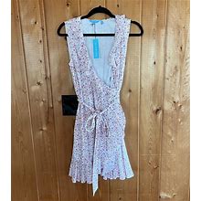 Draper James Dress Size 2 Floral Ruffle Wrap Sleeveless Pink Blue Green NEW $125