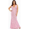 Mac Duggal Sequined Halter Strap Open Back Trumpet Gown In (Plus) Ice Pink, Size 16W