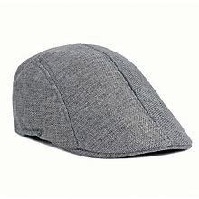 Gray Vintage Lightweight Hat, Beanie, Men's Linen Newsboy Caps Flat Summer Breathable Ivy Casual Cabbie Hats Trendy,Gray,All-New,By Temu