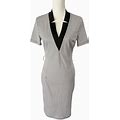 Chicme Black & White Geometric Print V Neck Midi Sheath Dress Womens Size Medium