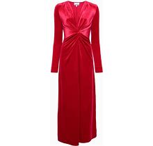 GANNI - Twisted Velvet Maxi Dress - Women - Elastane/Recycled Polyester - 38 - Red