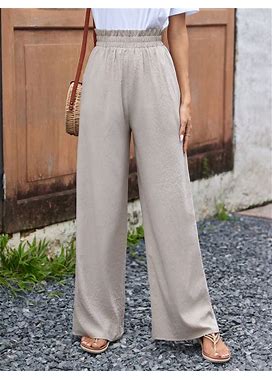 Pleated Waist Wide Leg Textured Trousers,L