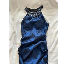 Xscape Body Con Navy Blue Jewel Dress 10