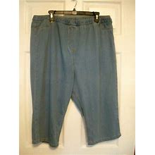 Ladies Xl Capri Chambray Jeans, Elastic Waist, Pull-On, By Blair
