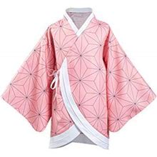 Cosplaypark Kids Kamado Nezuko Cosplay Costume Kimono Outfit Halloween Robe Cloak Pink
