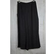 Msk Chiffon Black Plazzo Dress Pants Wide Leg Sheer Overlay Size L