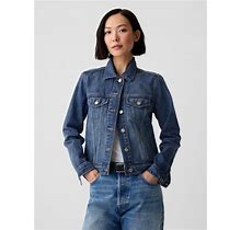 Women's Icon Denim Jacket By Gap Medium Indigo Petite Size S