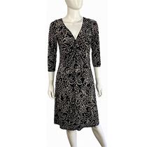 Cato Dresses | Cato Black & White Floral Twisted Front Low V-Neck Dress | Color: Black/White | Size: 8