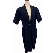 Nordstrom Dresses | Vintage Nordstrom 100% Wool Navy Button Down Coat Dress Sz 12 | Color: Blue | Size: 12