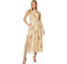 Ted Baker Amerah Cross Front Pleated Midi Dress Women's Clothing Tan : 3 (US 8)