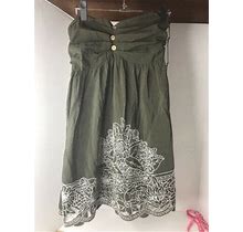 Be Cool Rayon Moss Green Dress With Embroidered Design Size Xs