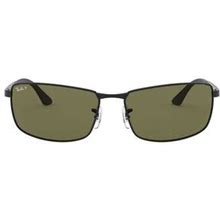 Ray-Ban 61mm Polarized Rectangle Sunglasses In Black/Green At Nordstrom