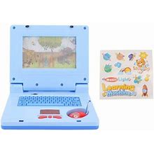 Blue Children S Learning Laptop Education Led Music Electronic Cognitive Development Simulation Computer Toy Non-Retractable Mouse Size 20