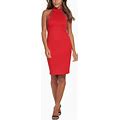 Calvin Klein Womens Embellished Knee-Length Halter Dress Red 16