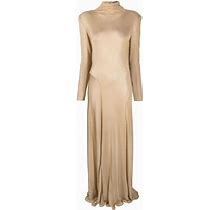 TOM FORD - High-Neck Sheer-Knit Maxi Dress - Women - Viscose/Polyester - 40 - Gold