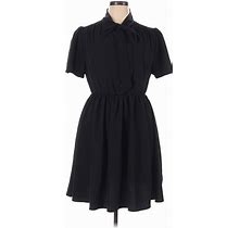 Shein Casual Dress - Shirtdress Collared Short Sleeves: Black Print Dresses - Women's Size 1X