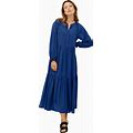 Plus Size Women's Henley Sheer Tiered Maxi Dress By Ellos In Royal Cobalt (Size 22)