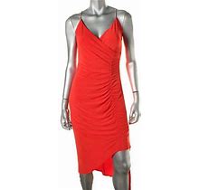 Laundry Red Jersey Side Ruched Asymmetrical Hem Sheath Party Dress 0