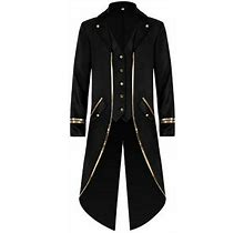 Penkiiy Blazer For Men Party Men's Clothes Men's Mid Length Retro Tuxedo Clothes Black Blazer