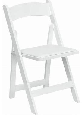 Flash Furniture XF-2901-WH-WOOD-GG White Wood Folding Chair With Padded Seat