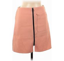 Topshop Casual A-Line Skirt Knee Length: Tan Print Bottoms - Women's Size 6 Tall