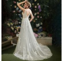 JJ's House Wedding Dress Bridal Dress White Sleeveless Long V-Neck A-Line 2024