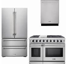 Thor Kitchen Package - 48 in. Propane Gas Range, Refrigerator, Dishwasher, AP-HRG4808ULP-15