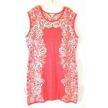 Issac Mizrahi Live Sheath Dress Sz Xl Pink Floral Knit A252118 Womens
