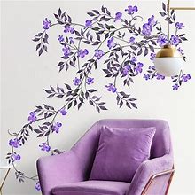 Purple Flower Vine Rattan Wall Stickers Diy Mural For Home Vine