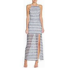 Aqua Dresses | Aqua Halter Stripe Knit Maxi Dress | Color: Blue/White | Size: L